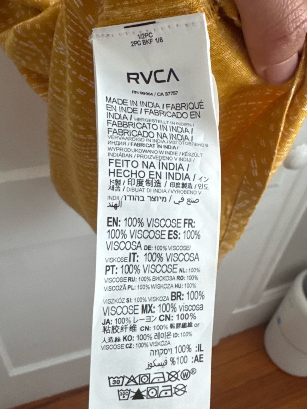 RVCA Mustard Yellow Printed Mini Dress - Picture 5 of 5